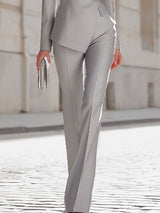 Elegante Completo Blazer Monopetto Grigio Chiaro